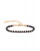 Pig & hen brontide armband 4mm black agate | gold