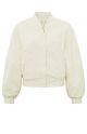 Yaya woven bomber jacket with puff sleeve white