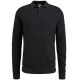 Cast Iron l/s polo cotton modal knitted jet black