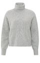 YAYA turtle neck cable sweater ls medium grey mela