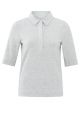 Yaya fine rib jersey polo top medium grey