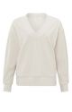 Yaya v-neck top with pleated sleeve chalk white