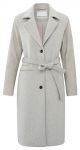 Yaya long wool mix coat faux leather sleeves gray