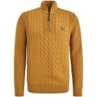 Pme legend half zip collar cotton mix cable brown