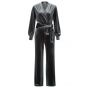 YAYA jersey velours wide leg jumpsuit metal grey