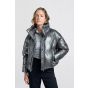 Yaya oversized cropped puffer jacket silver