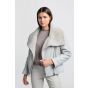 Yaya faux leather lammy jacket big collar gray