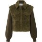 Yaya teddy jacket knit sleeve dark army