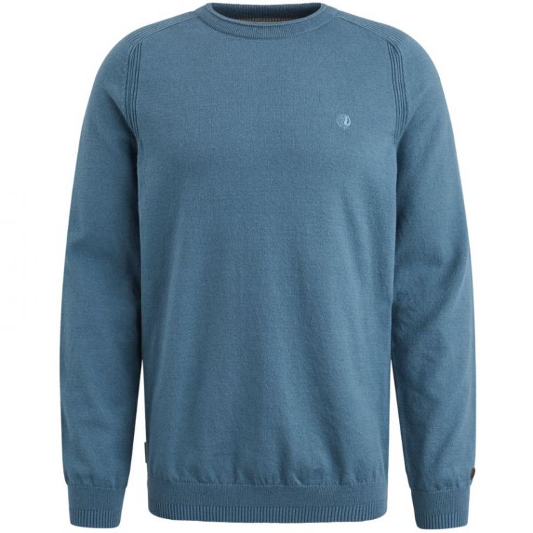 Cast iron crewneck cotton stretch bluefin