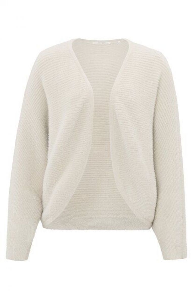 YAYA  fluffy rib bolero ls off white melange