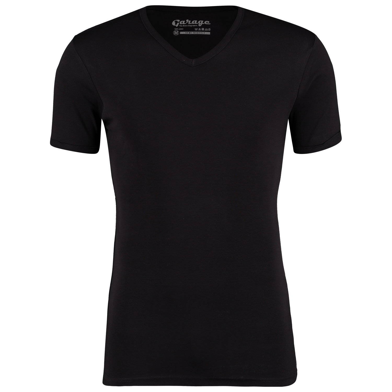 Garage tshirt v-neck semibody fit s/sl zwart