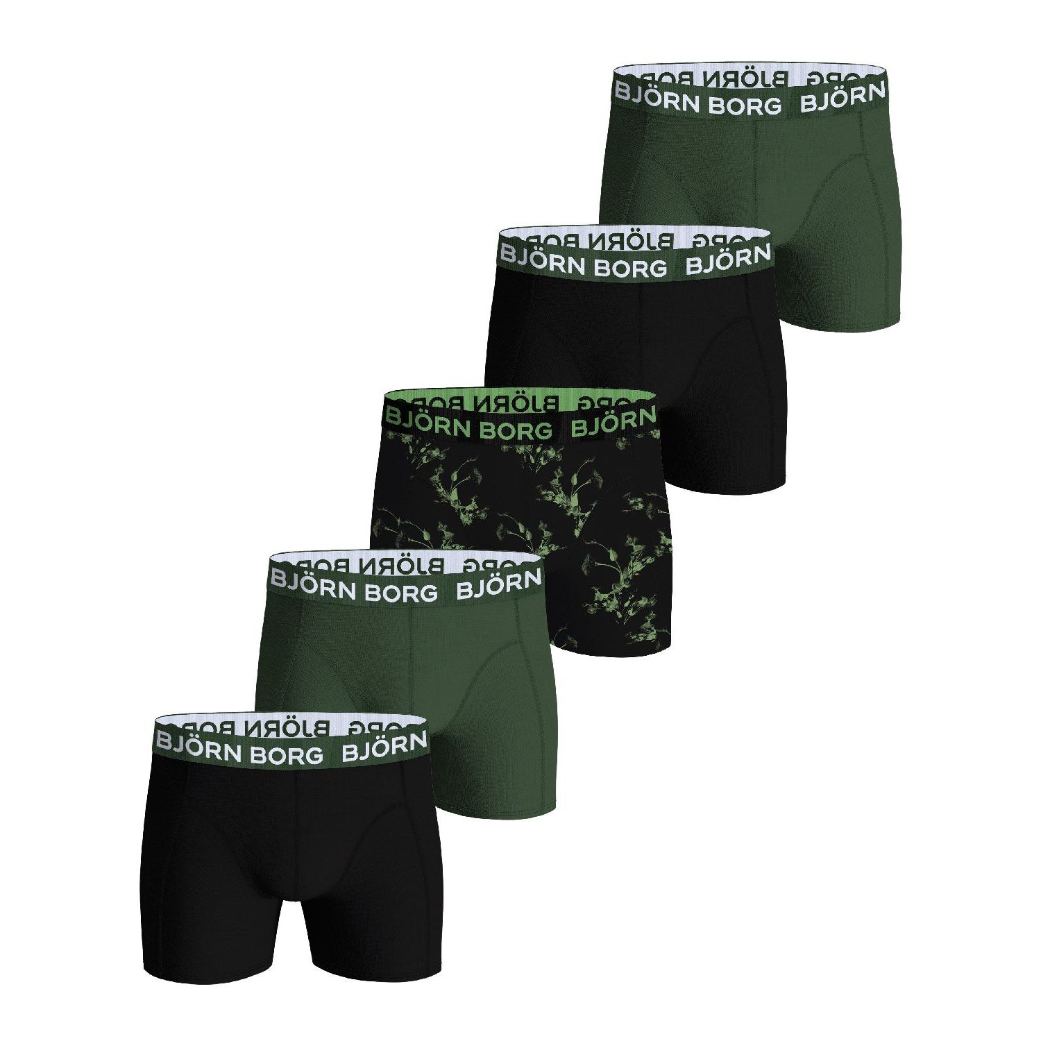 Bjorn Borg cotton stretch boxer multi 5 pack groen