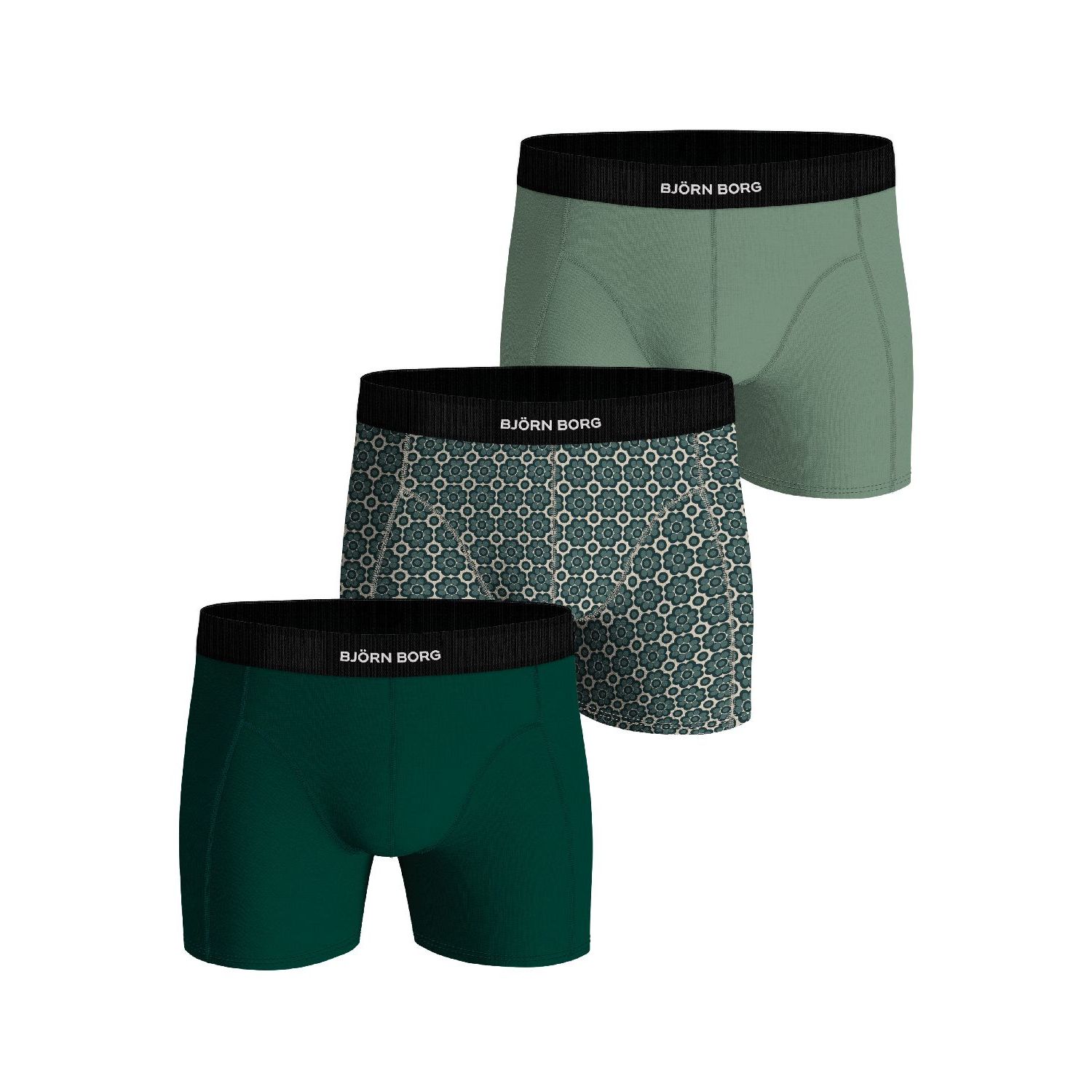 Bjorn Borg premium cotton stretch boxer 3p groen