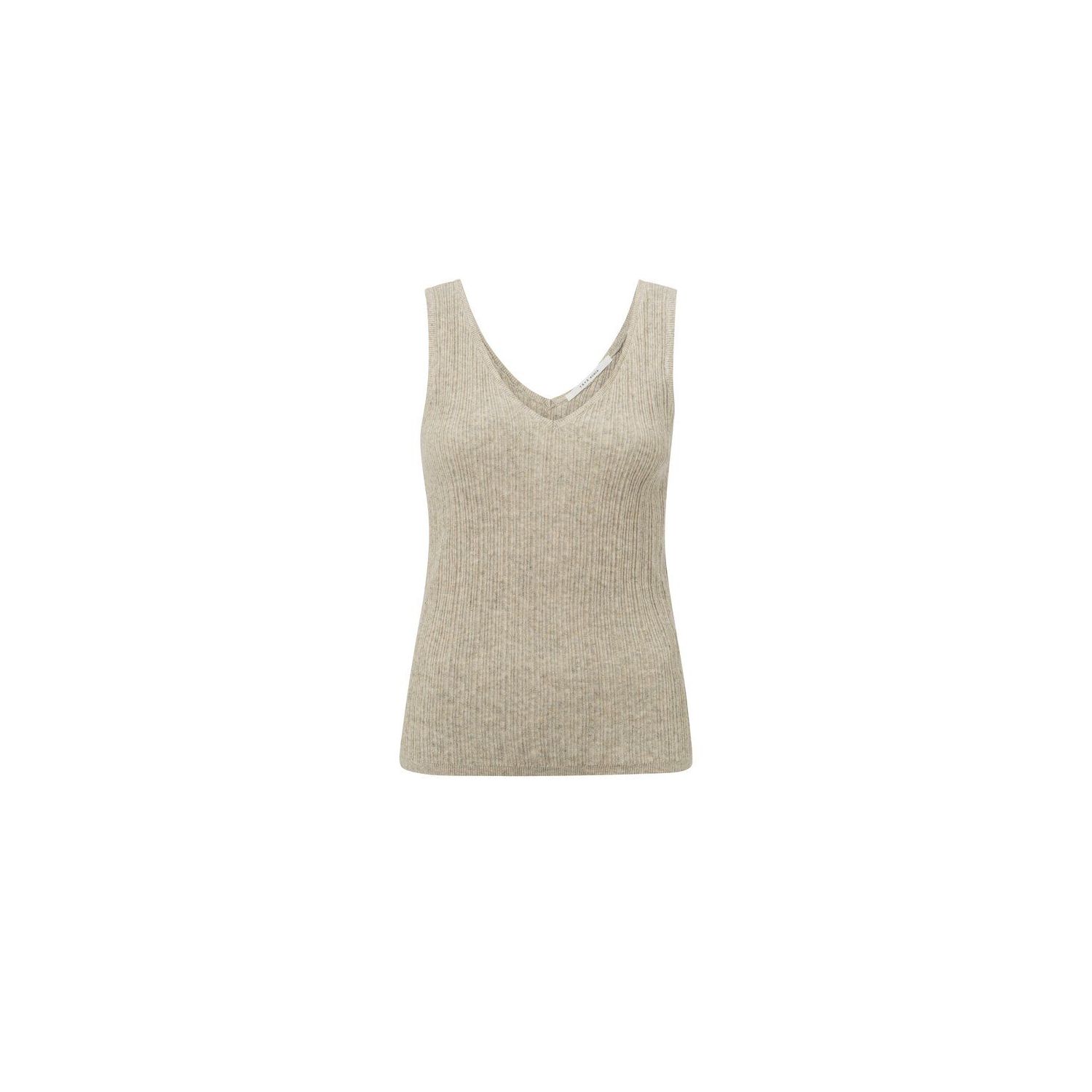 YAYA ruffle stitch tanktop teak green melange