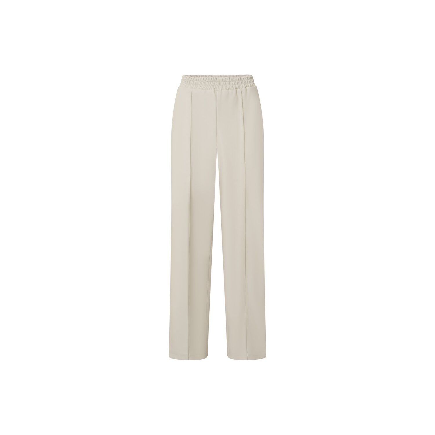 Yaya faux leather wide trouser elastic waist beige