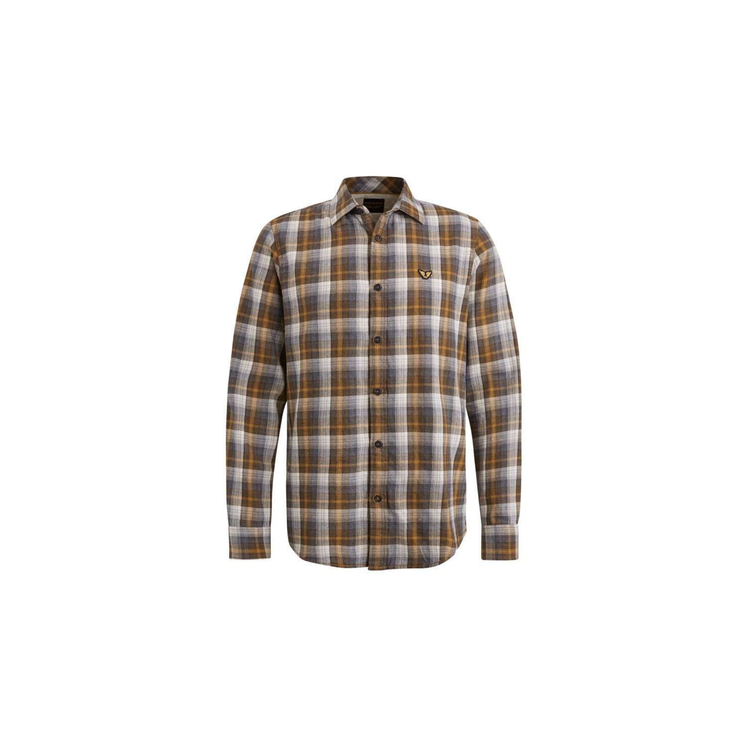 Pme legend l/s shirt twill yarndyed check brown