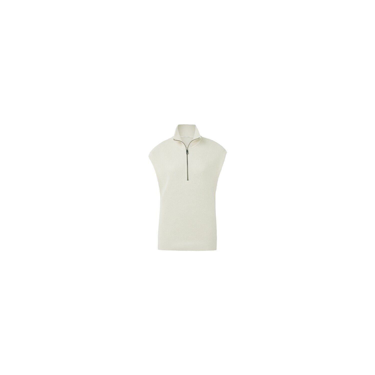 Yaya sleeveless sweater with zip collar wool white