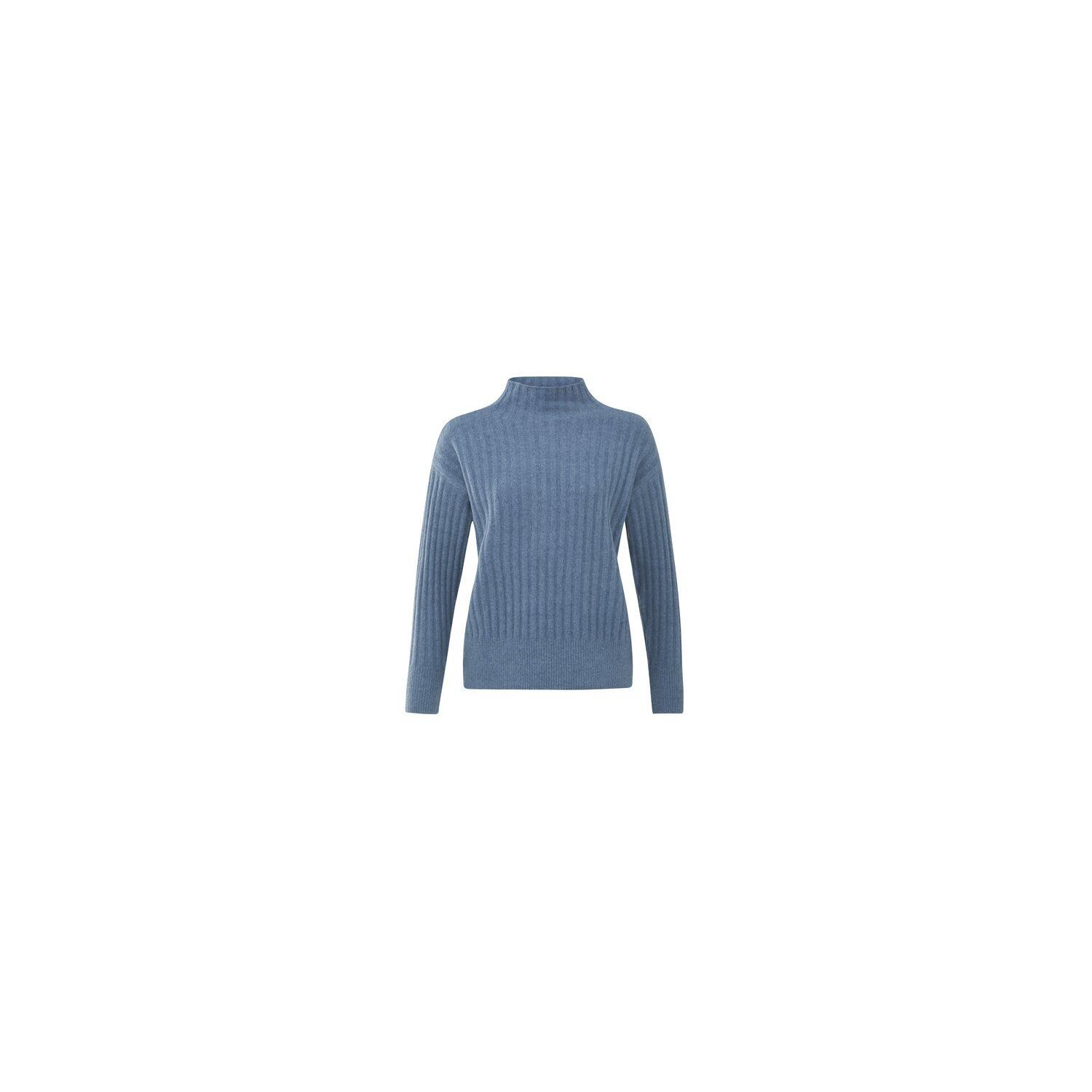 Yaya sweater rib stitch high neckline wind blue