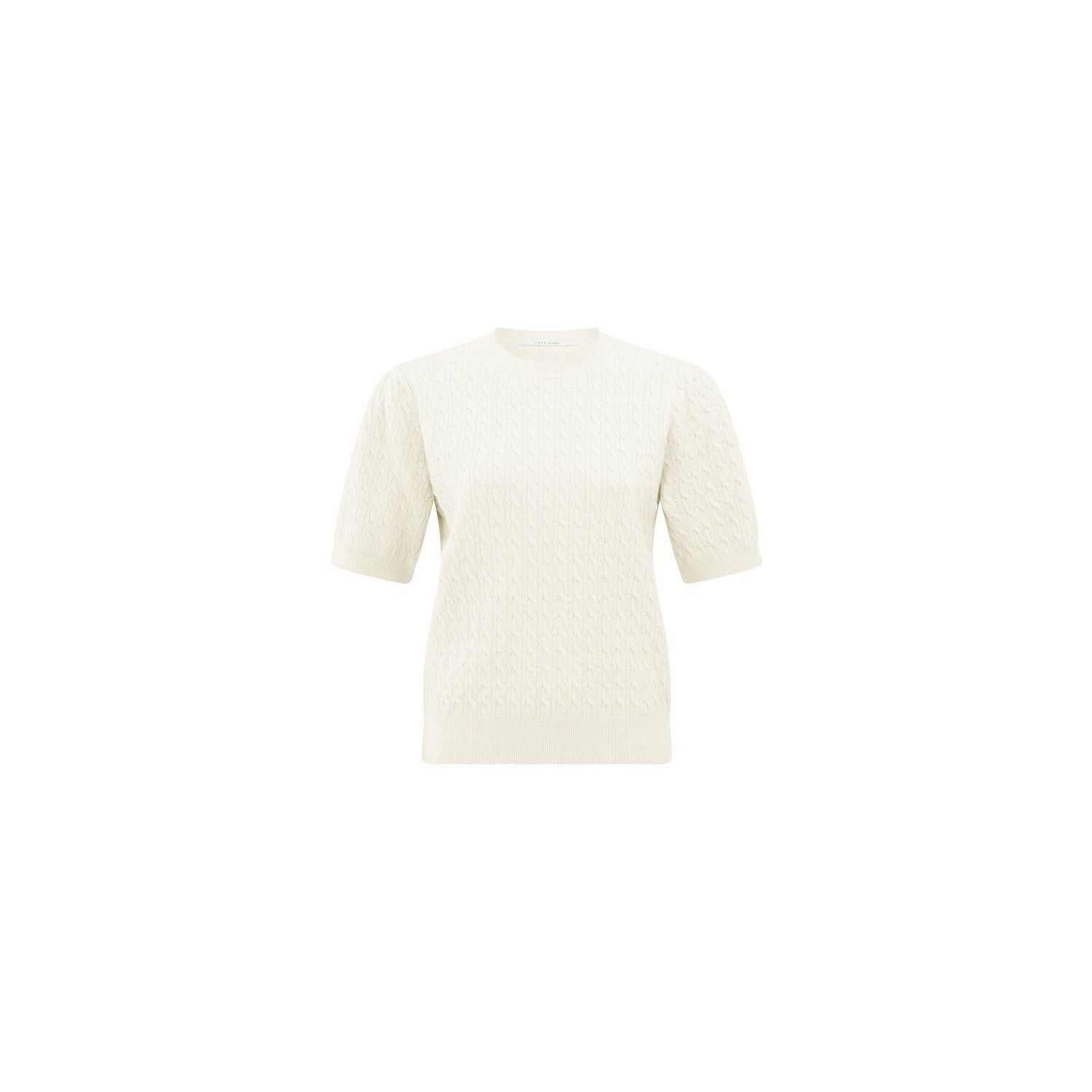 Yaya cable round neckline sweater chalk white