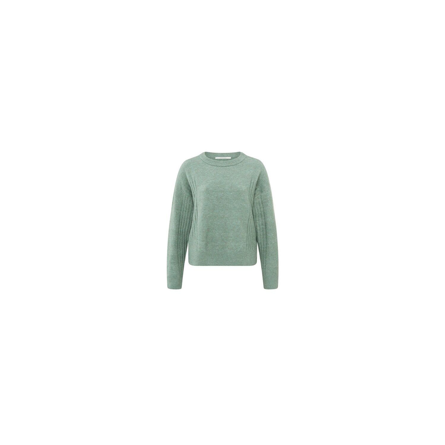 Yaya sweater with rib detail green