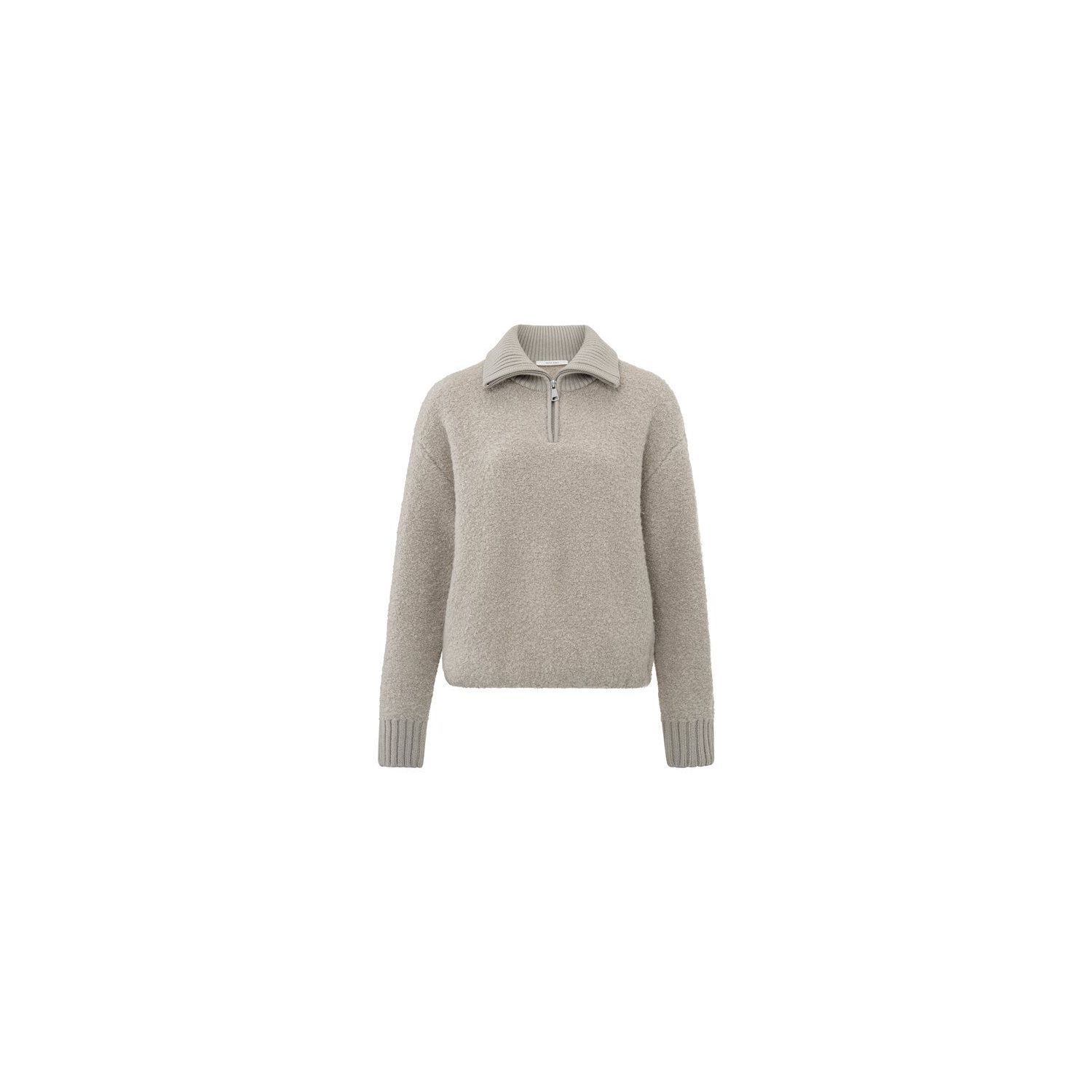 Yaya boucle sweater with rib details dove gray