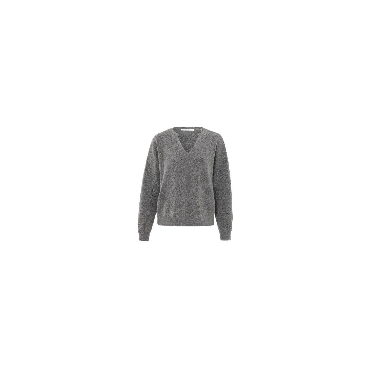 YAYA sweater with round v-neck formal gray