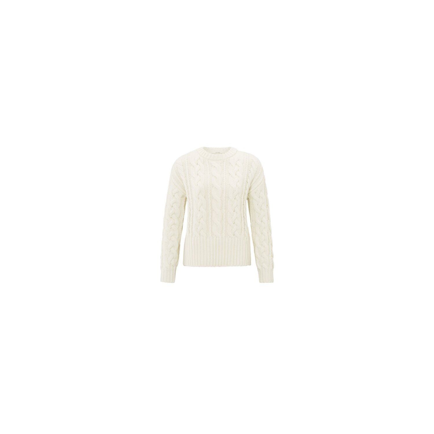 YAYA  ribbed top r-neck shoulder pads chalk white