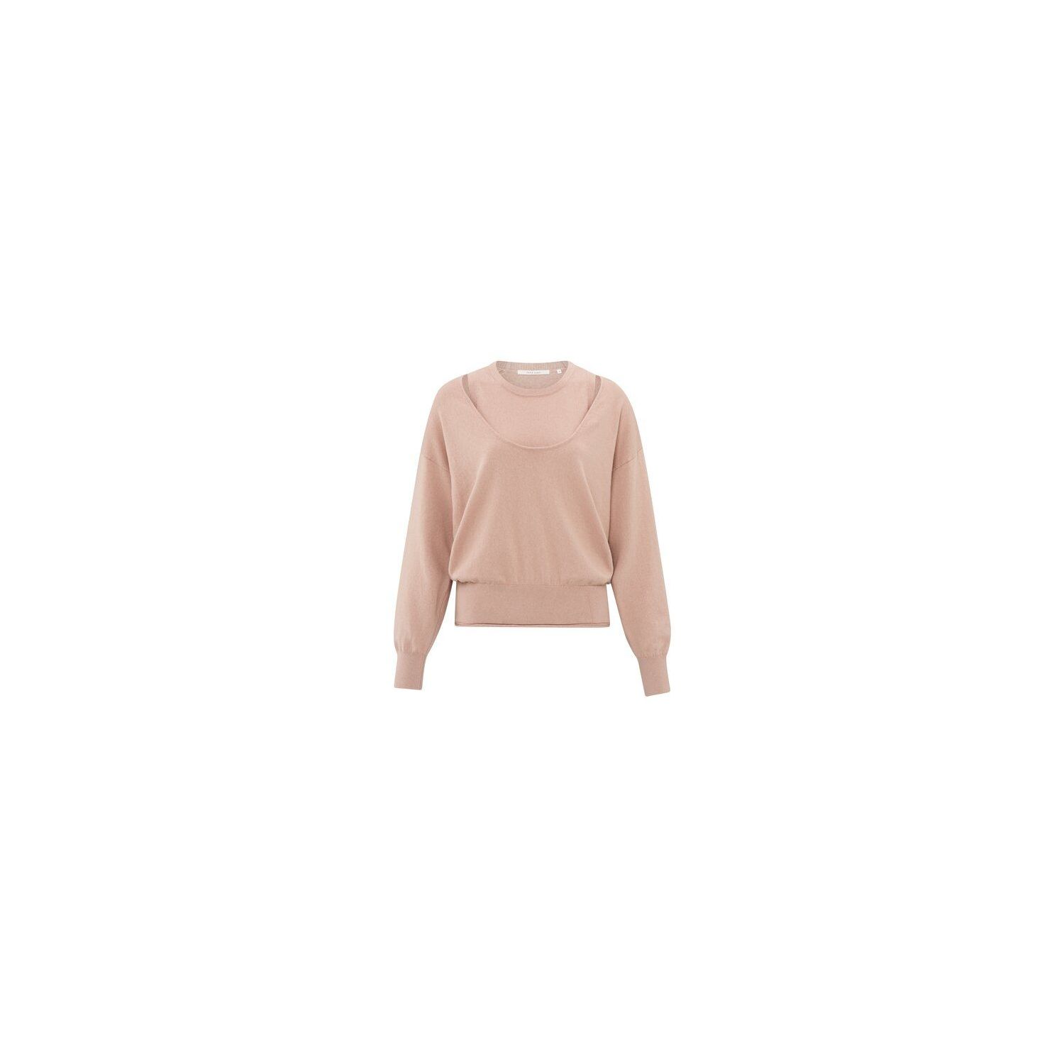 YAYA sweater deepr-neck with top dusty pink