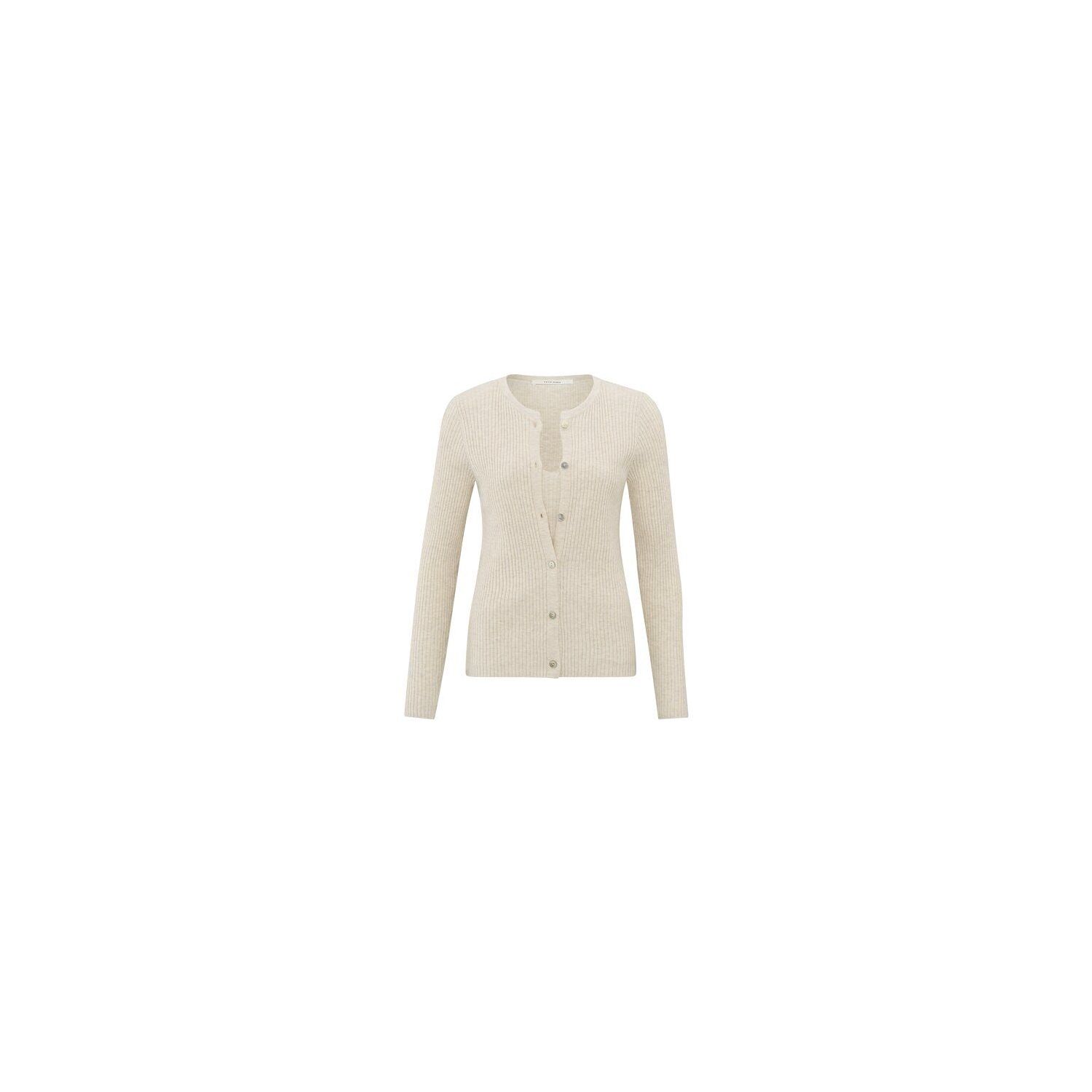 YAYA cardigan rib stitch light beige melang