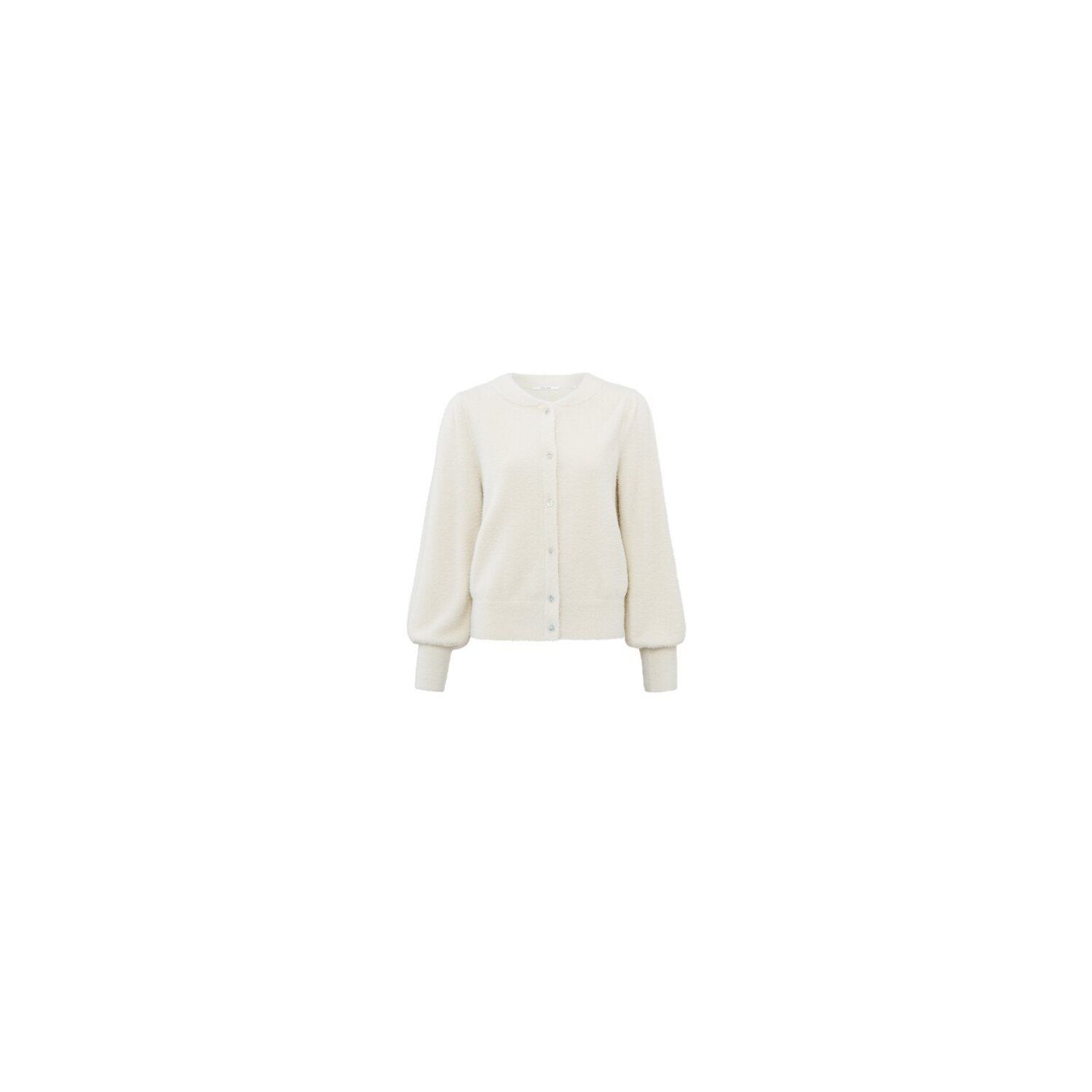 Yaya furry cardigan ls chalk white