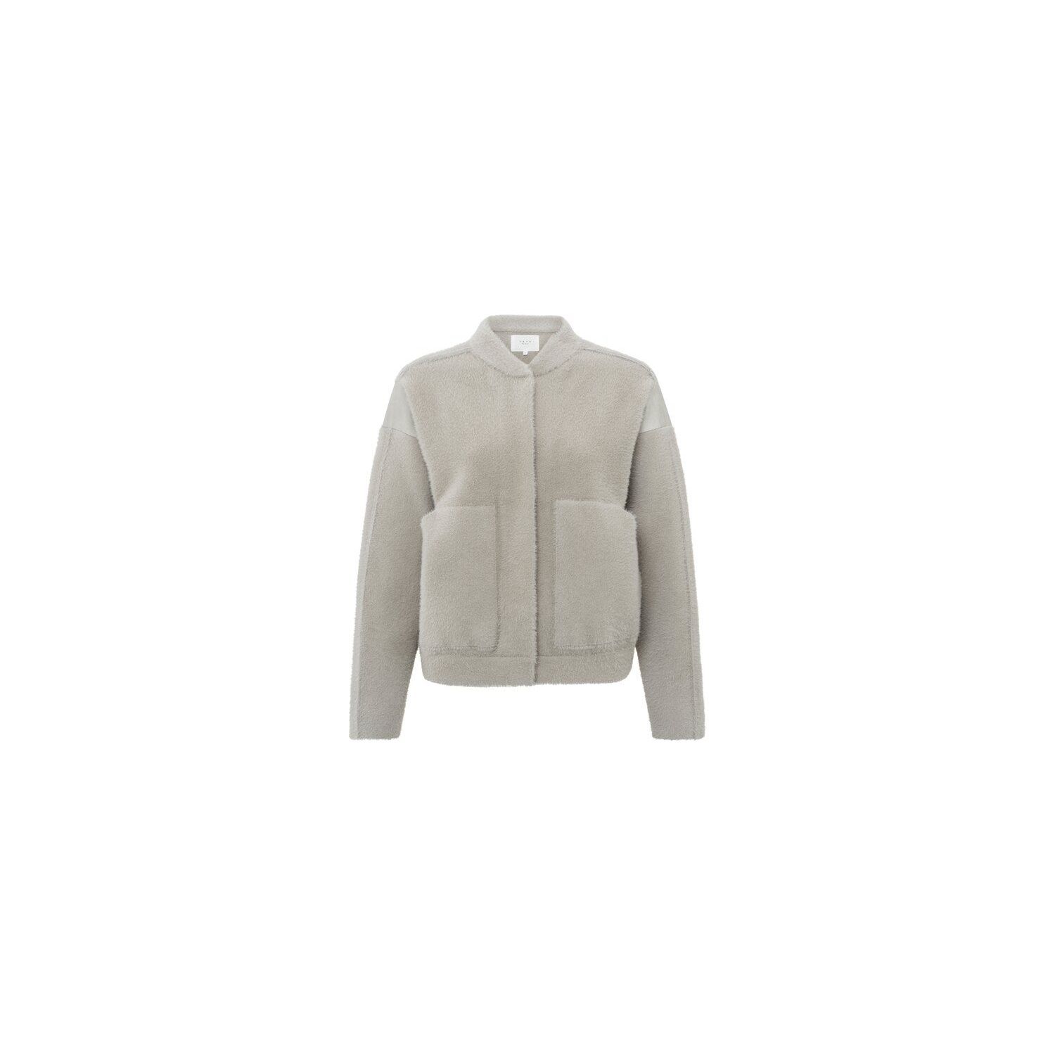 Yaya knitted bomber jacket nubuck detail dove gray