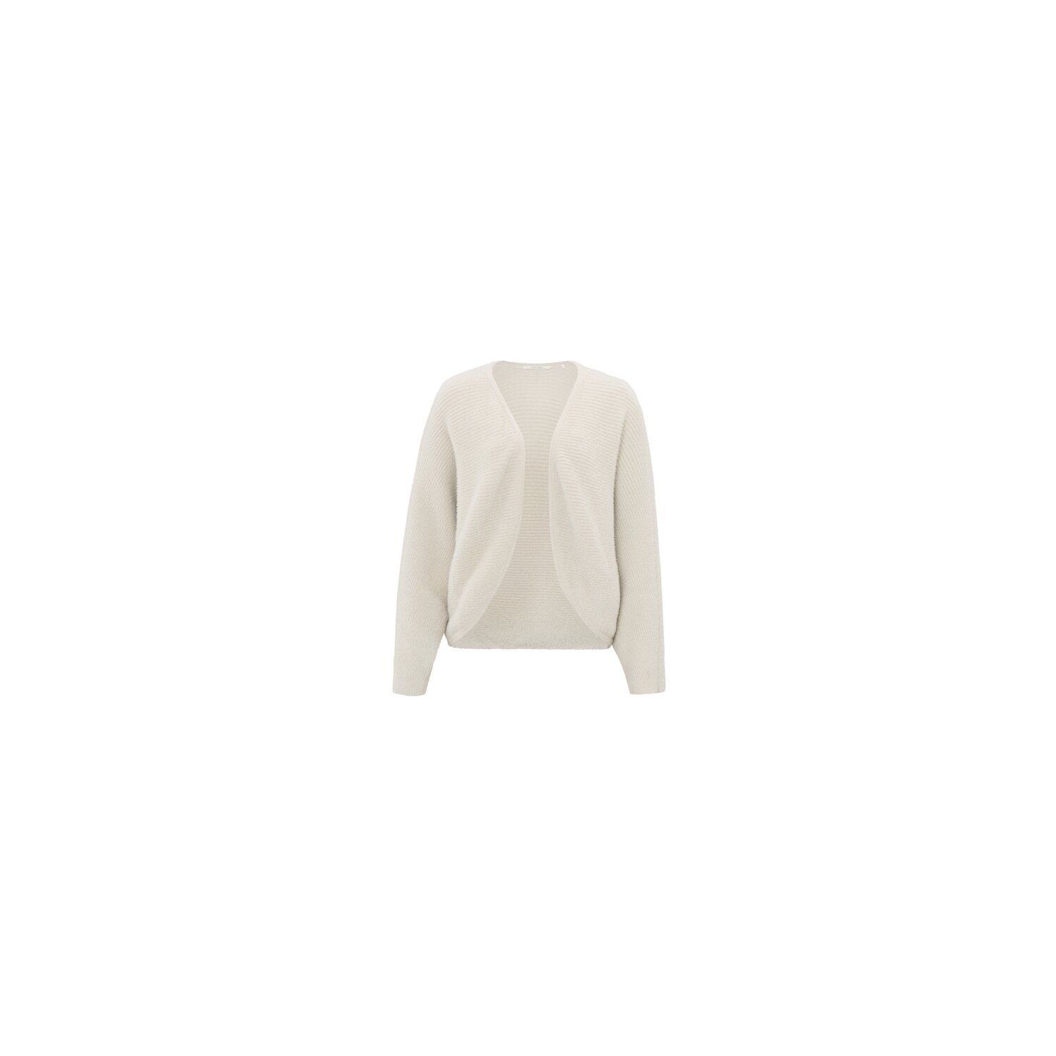 YAYA  fluffy rib bolero ls off white melange