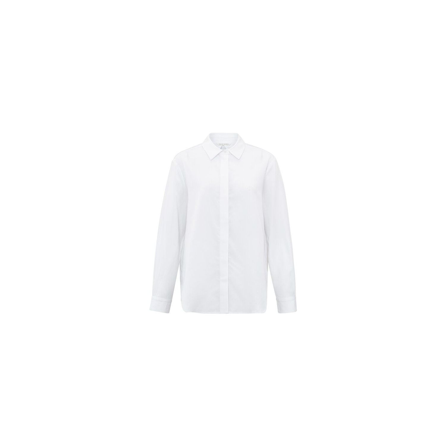 Yaya woven blouse w. black detail pure white