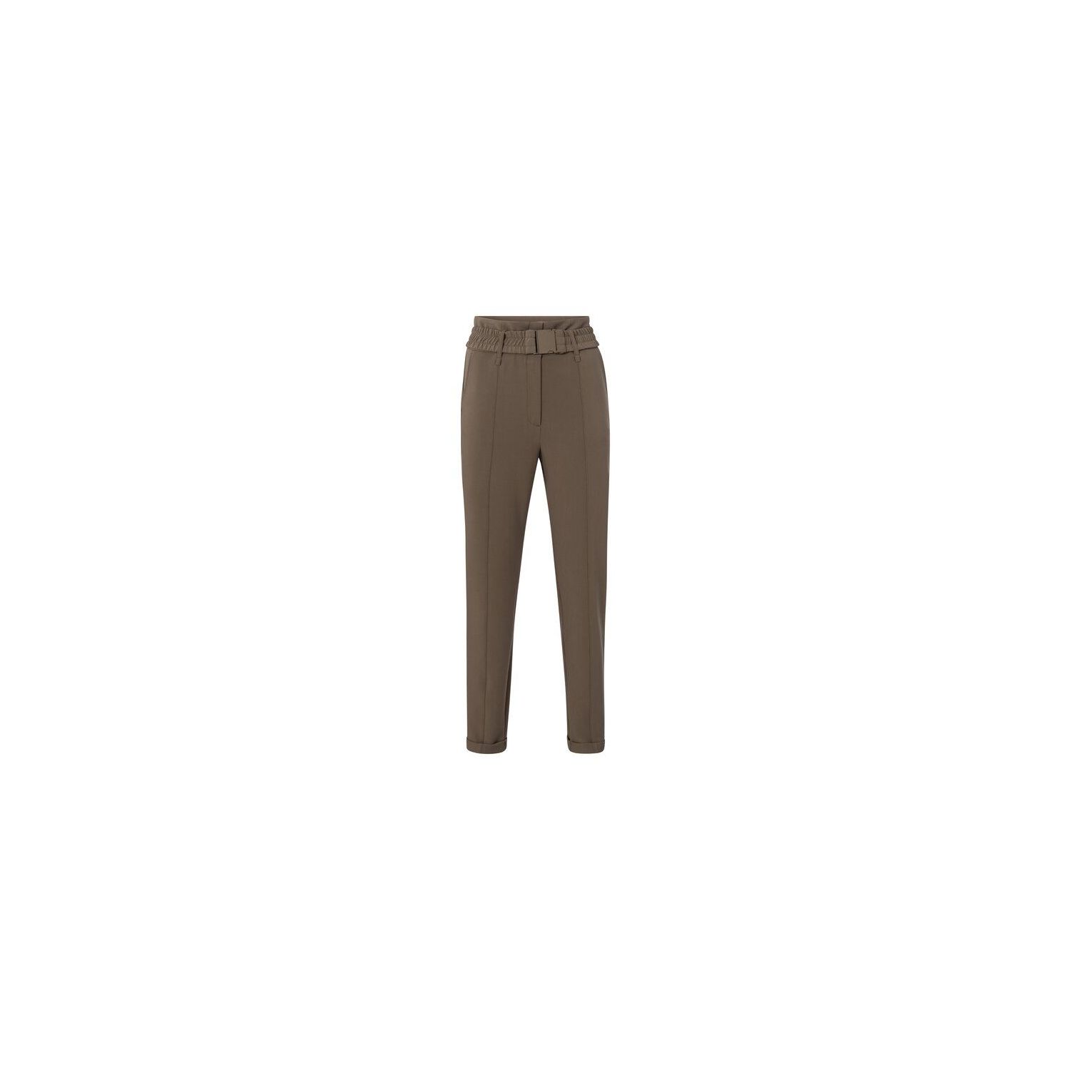 Yaya woven high waist trousers with belt brown