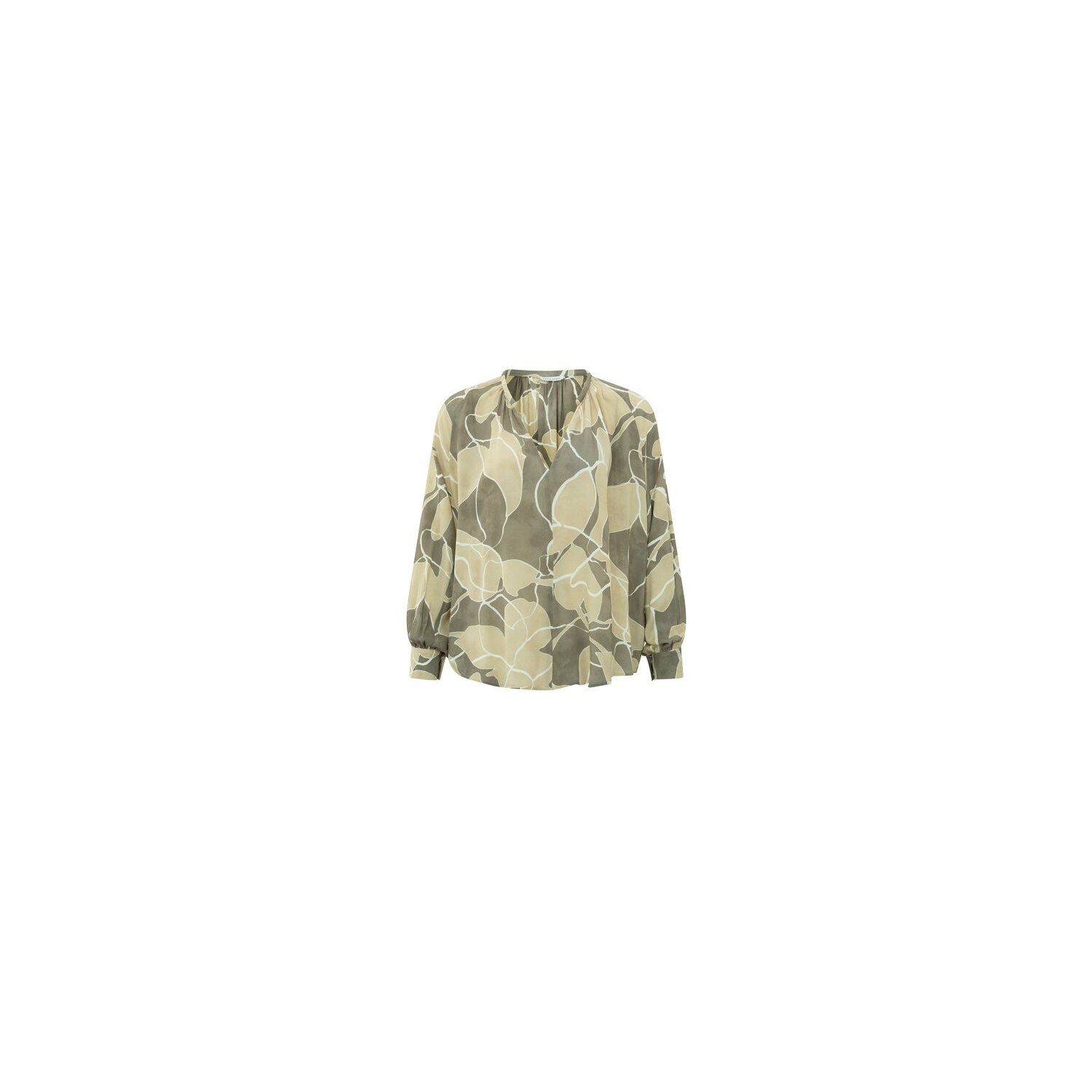 YAYA v-neck woven print top light green