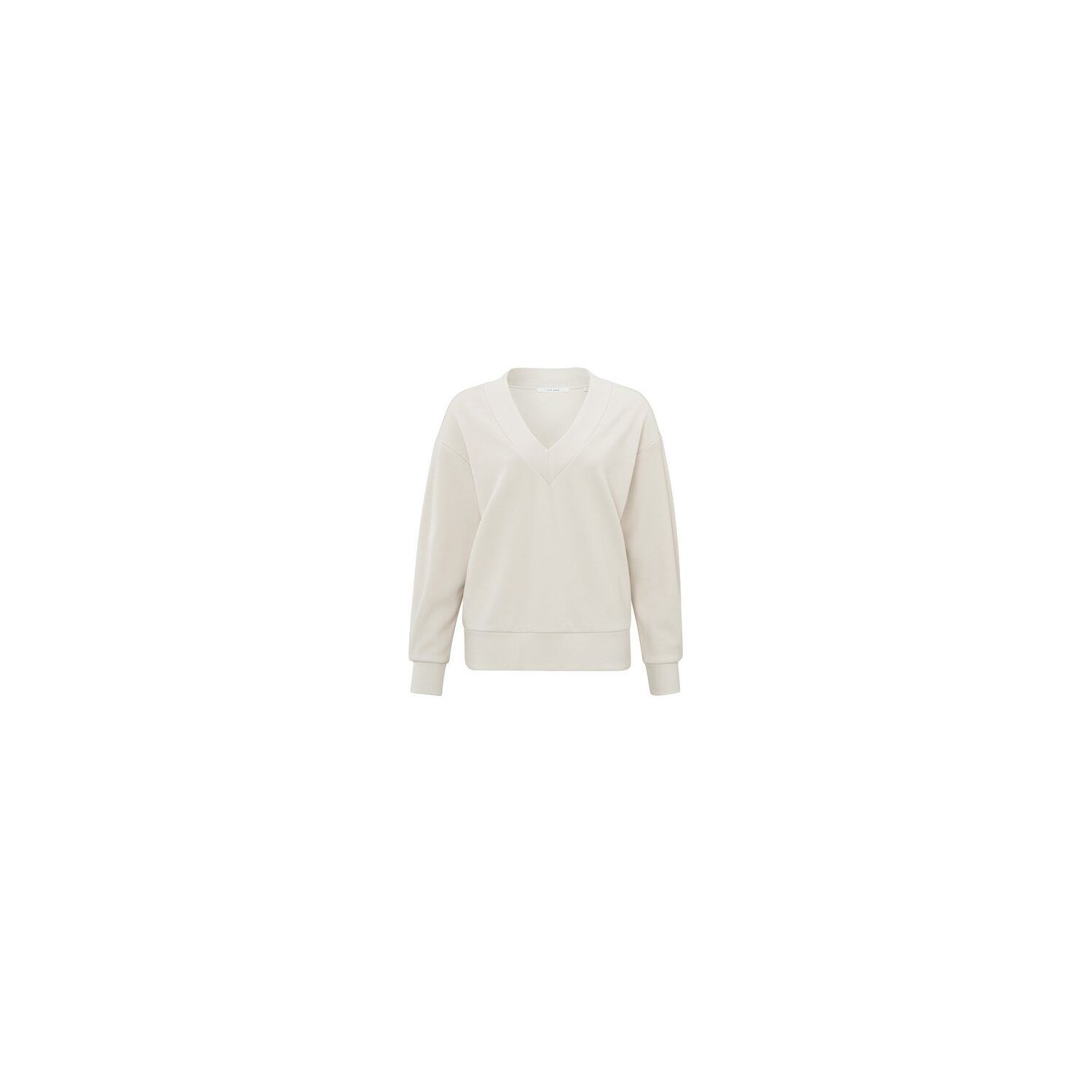 Yaya v-neck top with pleated sleeve chalk white