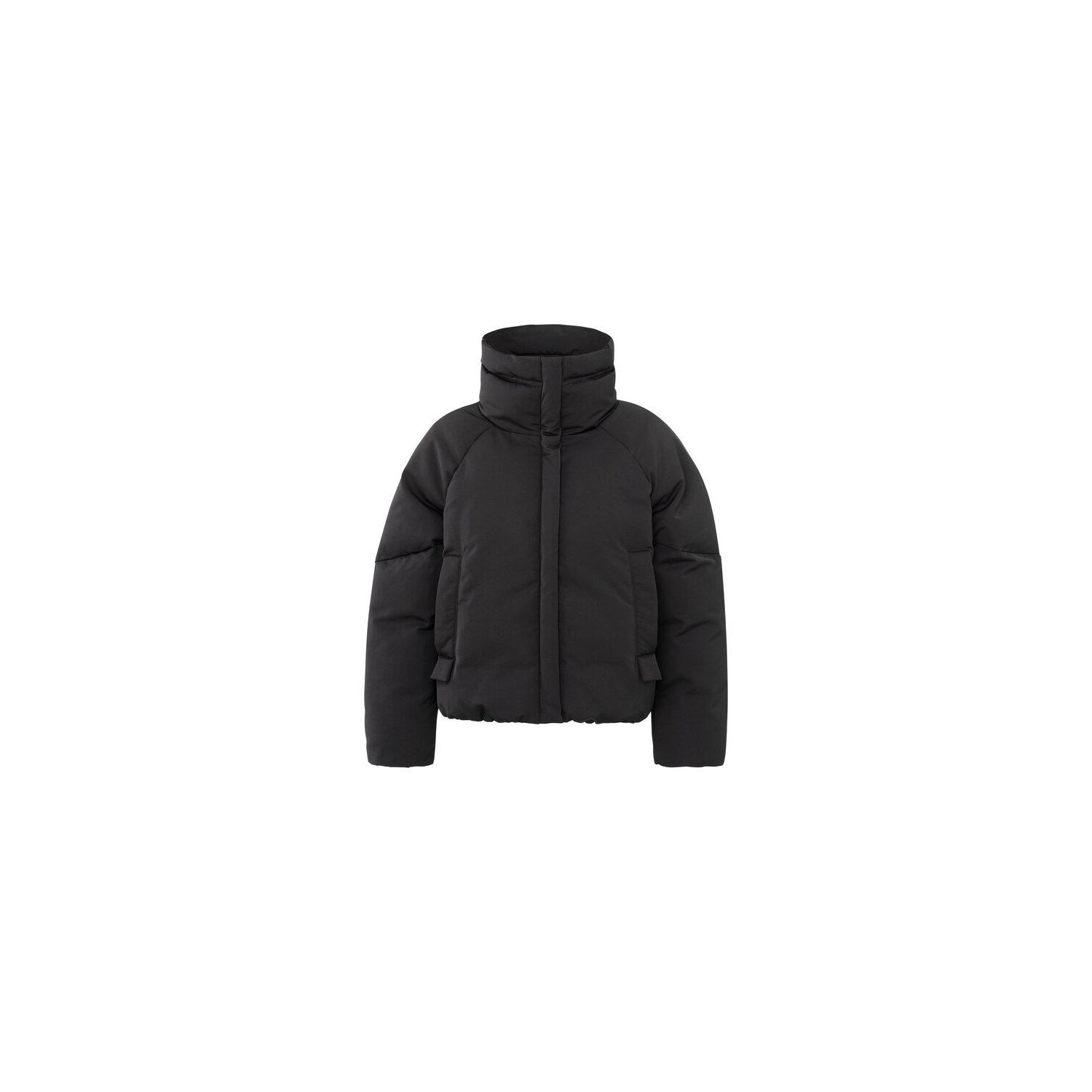 Yaya oversized cropped nylon puffer jacket black