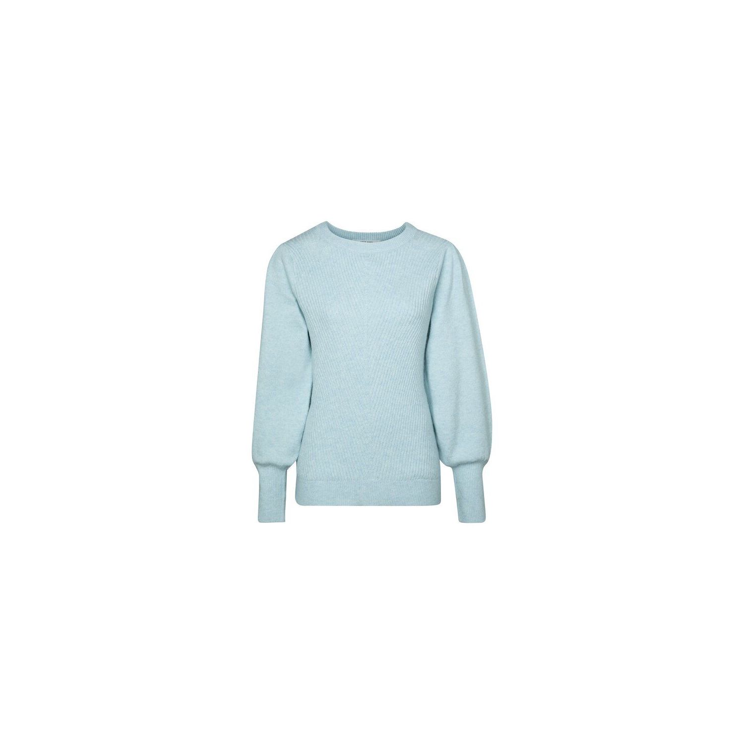 Yaya rib stitch sweater balloon sleeves light blue