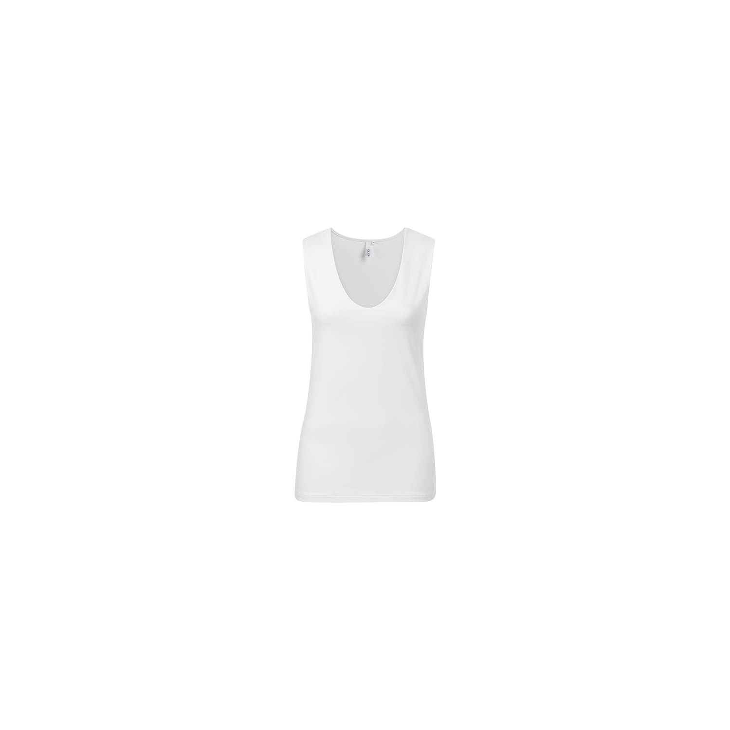 Yaya round V-neck singlet off white