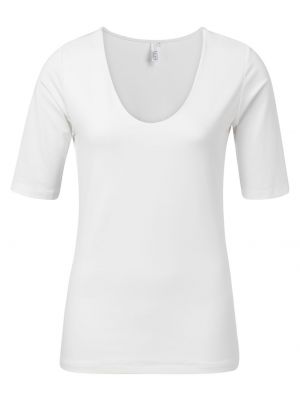 Yaya round v-neck top off white