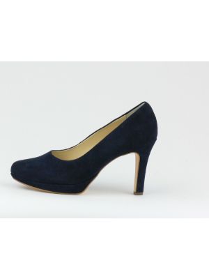 PaulGreen hoge plateau pump suede blauw