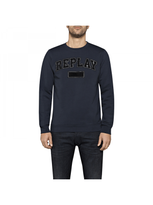 Replay m3917 sweatshirt cotton fleece midn. blue