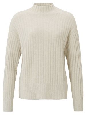 Yaya rib high neckline sweater l/s silver sand