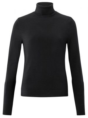 Yaya turtleneck sweater with button black