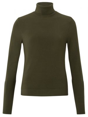 Yaya turtleneck sweater with button army green