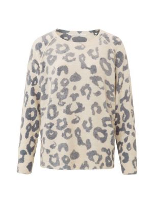 Yaya l/s sweater with all-over print sand dessin