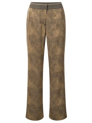 Yaya woven wide leg trouser elastic waist brown