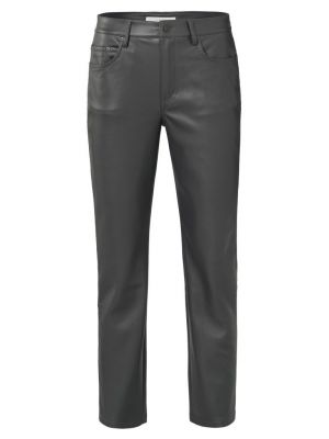 Yaya faux leather straight trouser pinstripe grey