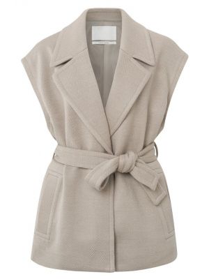 Yaya wool mix sleeveles jacket cashmere brown