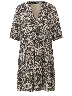 Yaya printed v-neck dress pumice stone sand dessin